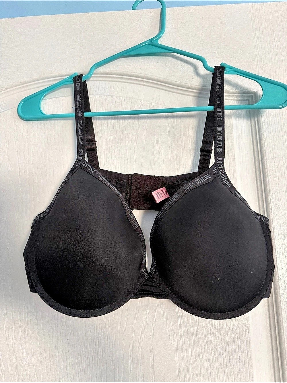 Juicy Couture Logo Strap T-Shirt Bra Black Underwire 40D